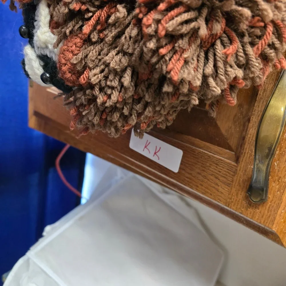 Handmade Crochet Raccoon Shaggy Yarn Hat Brown Rust Animal Costume Kids‎ Cap